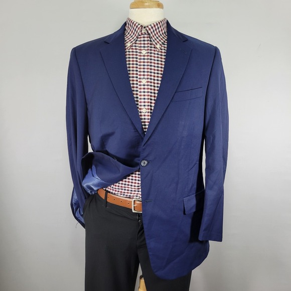 Hart Schaffner Marx Men's Sport Coat Blazer Two Button Blue Wool REDA FLEXO 44L